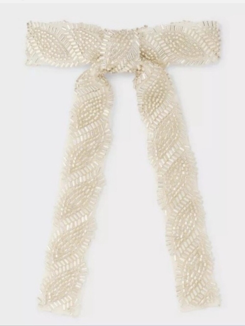 a new day Cream Beaded Ribbon Bow Hair Clip(1)